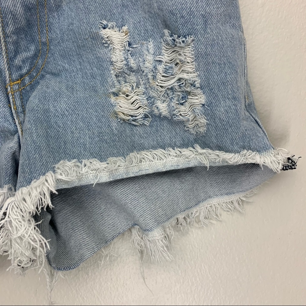 Brandy Melville Distressed Denim Shorts - Picture 3 of 8